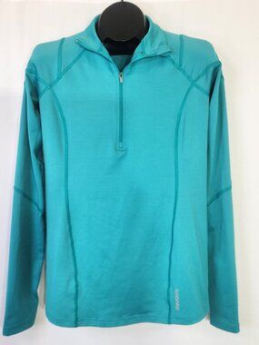 Reebok Womens ¼ Zip Pullover Workout Jacket with Thumb-holes Teal Activewear L